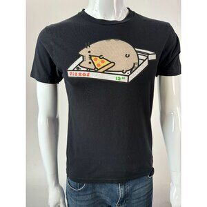 Pusheen Graphic Tee Pizza Box 12" Print Black Short Sleeve T-Shirt